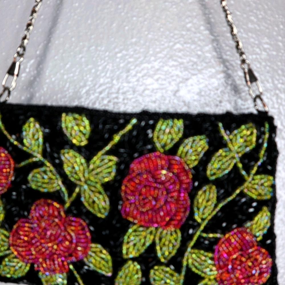 Rose beaded purse handbag